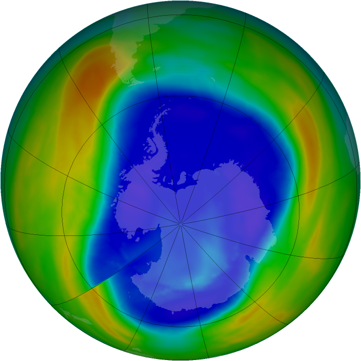 Antarctic ozone map for 03 September 2007